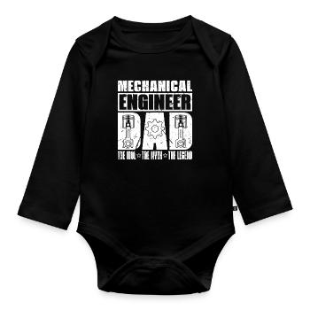 Mechanical Engineer Dad The Idol The Engineering - Organic Longsleeve Baby Bodysuit - black - Front