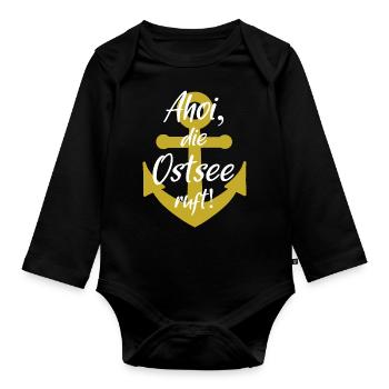 Ahoi die ostsee ruft - Baby Bio-Langarm-Body - Schwarz - Vorne