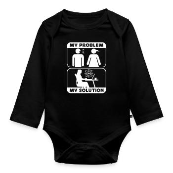 Artificial Intelligence My Problem Pictogram Mom - Organic Longsleeve Baby Bodysuit - black - Front