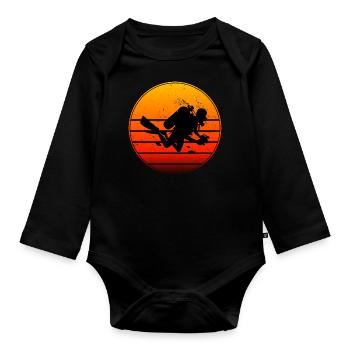 Diving Scuba Tauchen Free Dive Diver Scuba Taucher - Organic Longsleeve Baby Bodysuit - black - Front