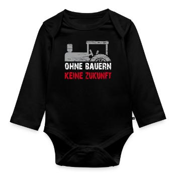 Ohne Bauern keine Zukunft - Baby Bio-Langarm-Body - Schwarz - Vorne