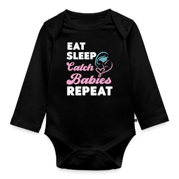 Infirmière spécialisée dans le travail et l’accouchement - Body Bébé bio manches longues - noir - Devant