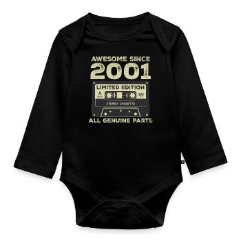 2001 Anniversaire Né(e) 2001 Vintage Retro - Body Bébé bio manches longues - noir - Devant