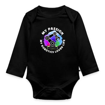 Amoureux de la robotique Ma passion Mon ingénierie robotique - Body Bébé bio manches longues - noir - Devant