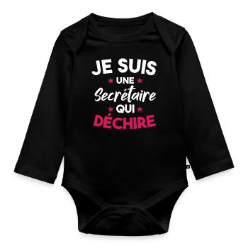 Je Suis Une Secrétaire Qui Déchire - Body Bébé bio manches longues - noir - Devant