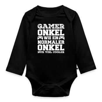 Der Coole Gaming Onkel Gamer Zocker Geschenk - Baby Bio-Langarm-Body - Schwarz - Vorne