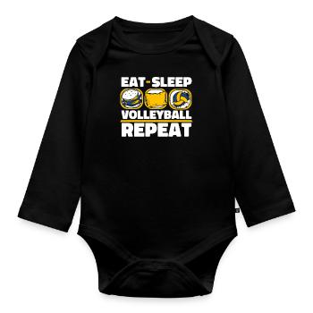 Eat Sleep Volleyball Repeat Volleyballerin - Baby Bio-Langarm-Body - Schwarz - Vorne
