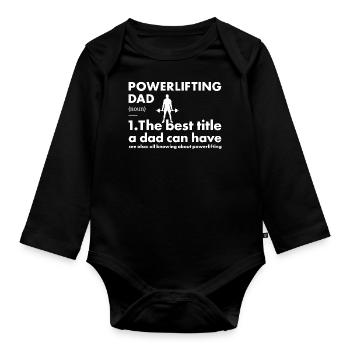Sports Dad Powerlifting - Organic Longsleeve Baby Bodysuit - black - Front