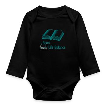 Lire l’équilibre entre vie professionnelle et vie privée - Bookworm Book Reading - Body Bébé bio manches longues - noir - Devant