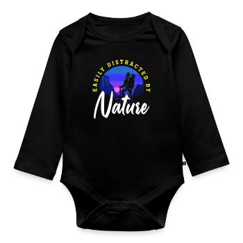 Cadeau de randonnée drôle - Body Bébé bio manches longues - noir - Devant