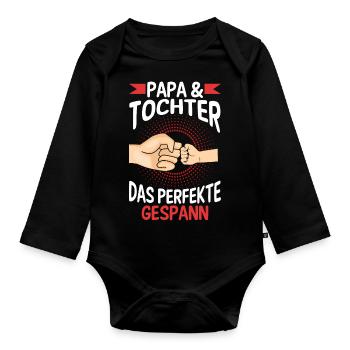 Papa Tochter Vater Familie Geschenk - Baby Bio-Langarm-Body - Schwarz - Vorne