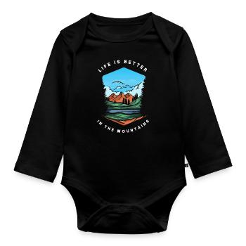 Cadeau de randonnée drôle - Body Bébé bio manches longues - noir - Devant