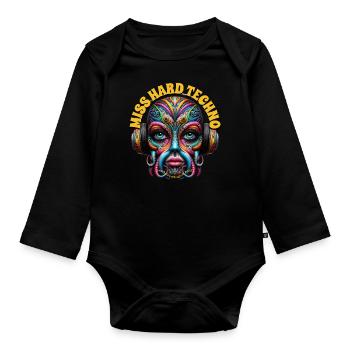 MISS HARD TECHNO - Cool Creature with Headphones! - Organic Longsleeve Baby Bodysuit - black - Front