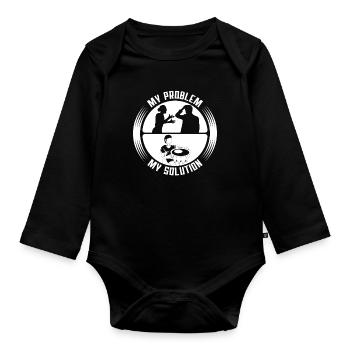 Djembe Player My Problem My Pictogram Dad Mom - Organic Longsleeve Baby Bodysuit - black - Front