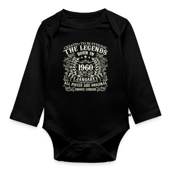 Janvier 1960 anniversaire 1960 Janvier année - Body Bébé bio manches longues - noir - Devant