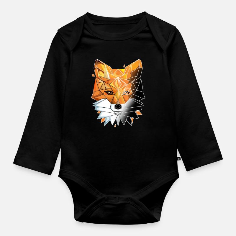 Géométrique Fox Lover Math Géométrie - Body Bébé bio manches longues - noir