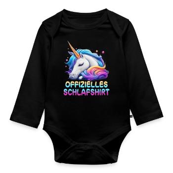 Einhorn Offizielles Schlafshirt - Baby Bio-Langarm-Body - Schwarz - Vorne