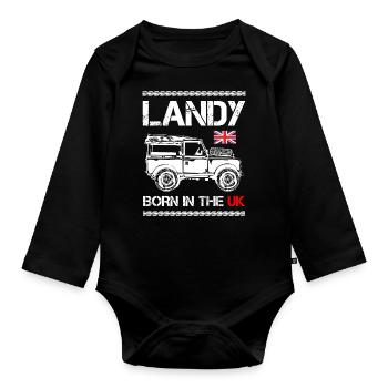 Landy Born In The UK - Baby Bio-Langarm-Body - Schwarz - Vorne