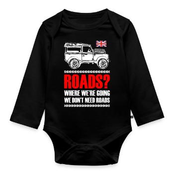 Landy and Driver - Organic Longsleeve Baby Bodysuit - black - Front