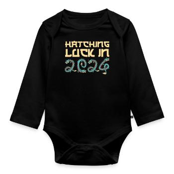 Jahr Des Drachen 2024 - Baby Bio-Langarm-Body - Schwarz - Vorne