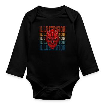 Illustrator Pen Drawing Modern Art - Organic Longsleeve Baby Bodysuit - black - Front