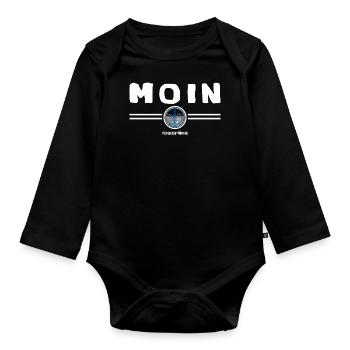 Mismuschelartlogo moin ahoi - Baby Bio-Langarm-Body - Schwarz - Vorne