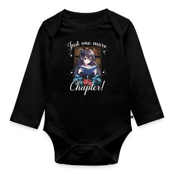 just one more chapter anime girl reading book - Organic Longsleeve Baby Bodysuit - black - Front