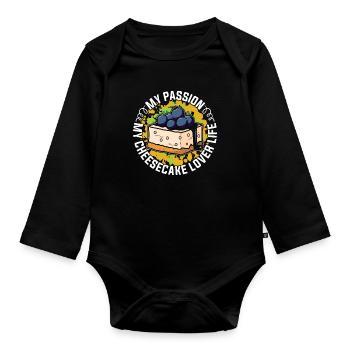 Cheesecake Lover My Passion My Cheesecake Baking - Baby Bio-Langarm-Body - Schwarz - Vorne