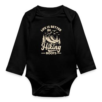 Lustiges Wandern Geschenk - Baby Bio-Langarm-Body - Schwarz - Vorne