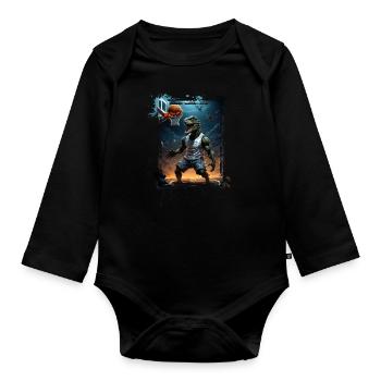 Basket-ball T Rex Dinosaure Graffiti Splash - Body Bébé bio manches longues - noir - Devant