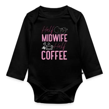 Nurse Midwife Birth Worker Coffee - Baby Bio-Langarm-Body - Schwarz - Vorne