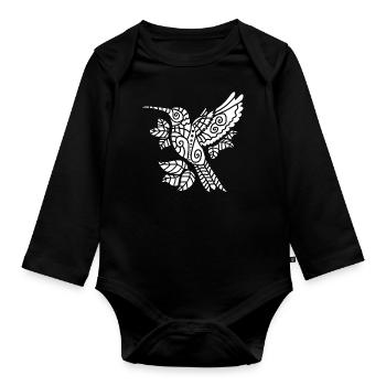 Kolibri Tribal Hummingbird - Baby Bio-Langarm-Body - Schwarz - Vorne