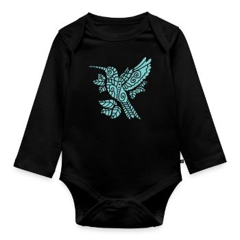 Kolibri Tribal Hummingbird - Baby Bio-Langarm-Body - Schwarz - Vorne