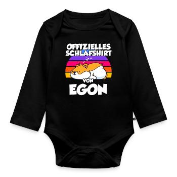 Offizielles Schlafshirt Von Egon - Baby Bio-Langarm-Body - Schwarz - Vorne