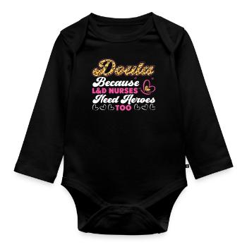 Doula Travailleuse à la naissance Doula Parce que - Body Bébé bio manches longues - noir - Devant