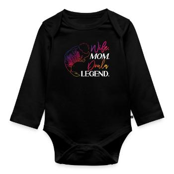 Doula accoucheuse maman femme. Maman. - Body Bébé bio manches longues - noir - Devant