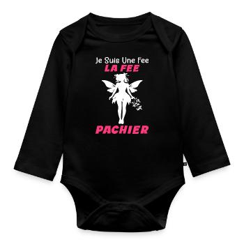 Je Suis Une Fee La Fee Pachier - Humour Cadeau - Body Bébé bio manches longues - noir - Devant