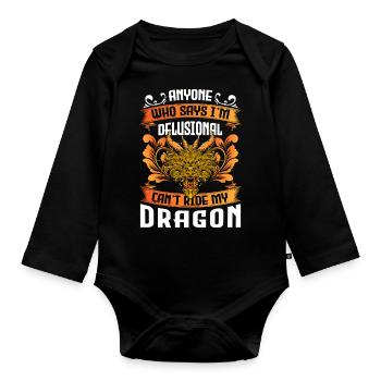 Drache Märchen Film - Baby Bio-Langarm-Body - Schwarz - Vorne
