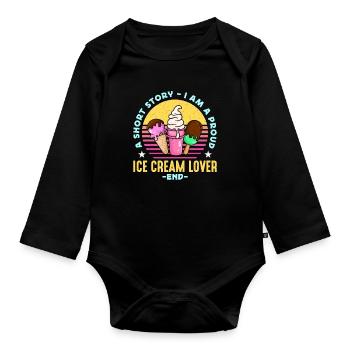 Ice Cream Lover A Short Story Vanilla Ice Lover - Baby Bio-Langarm-Body - Schwarz - Vorne