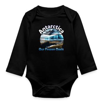 L’Antarctique, notre gelée - Body Bébé bio manches longues - noir - Devant