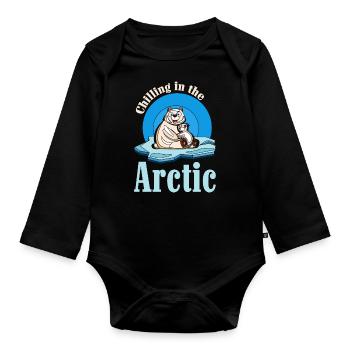Chilling In The Arctic - Ours polaires s’étreignant - Body Bébé bio manches longues - noir - Devant