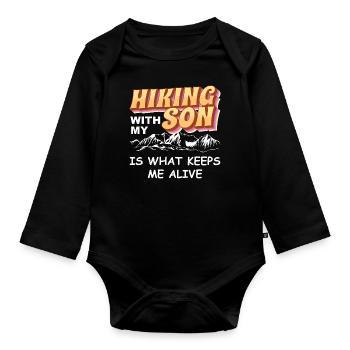 La randonnée avec mon fils me permet de rester en vie - Body Bébé bio manches longues - noir - Devant