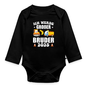 Ich Werde Großer Bruder 2025 - Baby Bio-Langarm-Body - Schwarz - Vorne