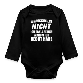 Klarheit in Worte - Baby Bio-Langarm-Body - Schwarz - Vorne