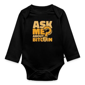 Posez-moi des questions sur Bitcoin Crypto Crypto - Body Bébé bio manches longues - noir - Devant