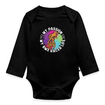 BMX Racer Ma Passion Mon BMX Racer Life Bike Racing - Body Bébé bio manches longues - noir - Devant