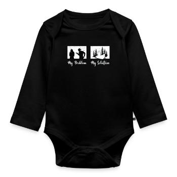 Kayakiste Mon problème Ma solution Pictogramme Maman Papa - Body Bébé bio manches longues - noir - Devant