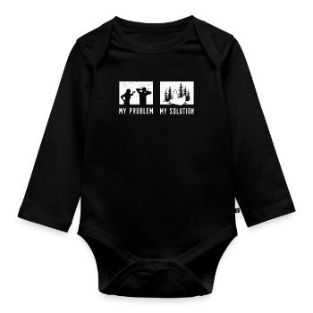 Kayaker My Problem My Solution Pictogram Dad Mom - Baby Bio-Langarm-Body - Schwarz - Vorne