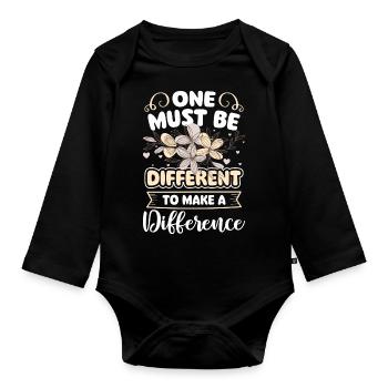 Unique person special - Organic Longsleeve Baby Bodysuit - black - Front
