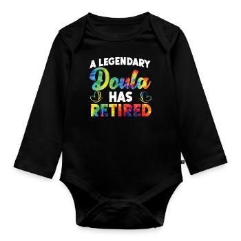 Doula Naissance Travailleur Retraite A - Body Bébé bio manches longues - noir - Devant